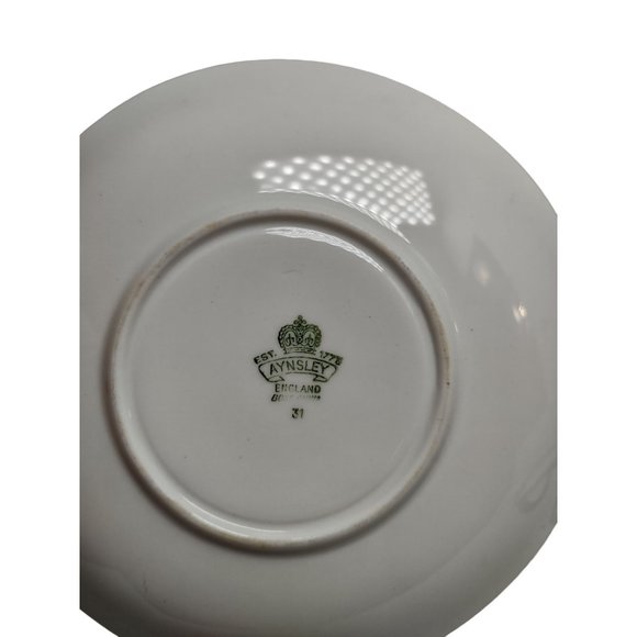 Aynsley Tea Cup And Saucer Pedestal Blue Gold Fruit England Vintage - Picture 8 of 8